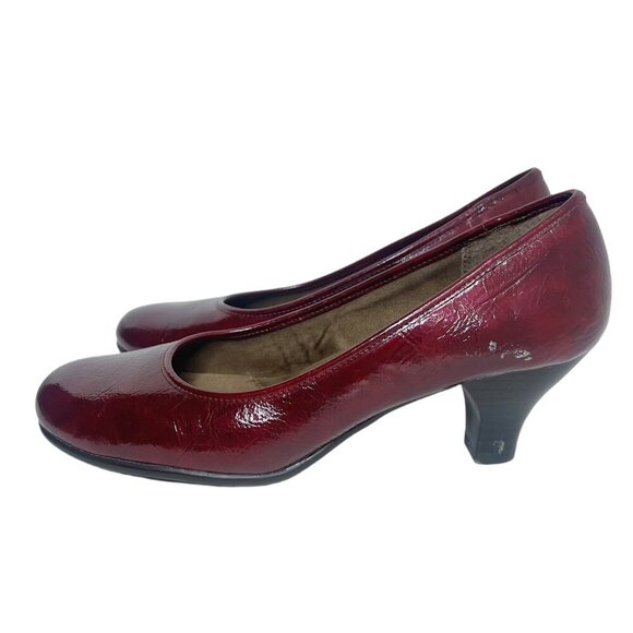 Aerosoles Wise Guy Red Patent Leather Pumps Heels Cherry Red Burgundy Size 8.5 - Picture 2 of 10
